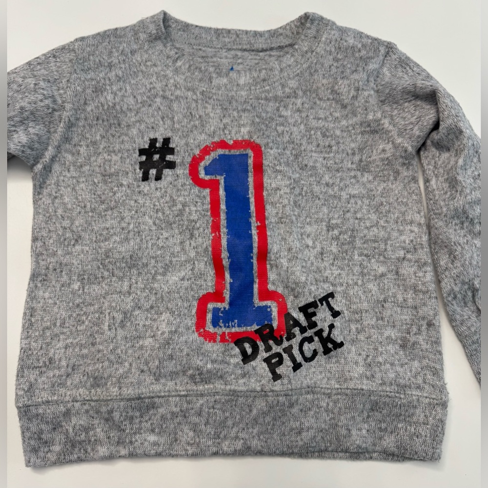 Gray Kids Sweatshirt with Blue and Red Print
